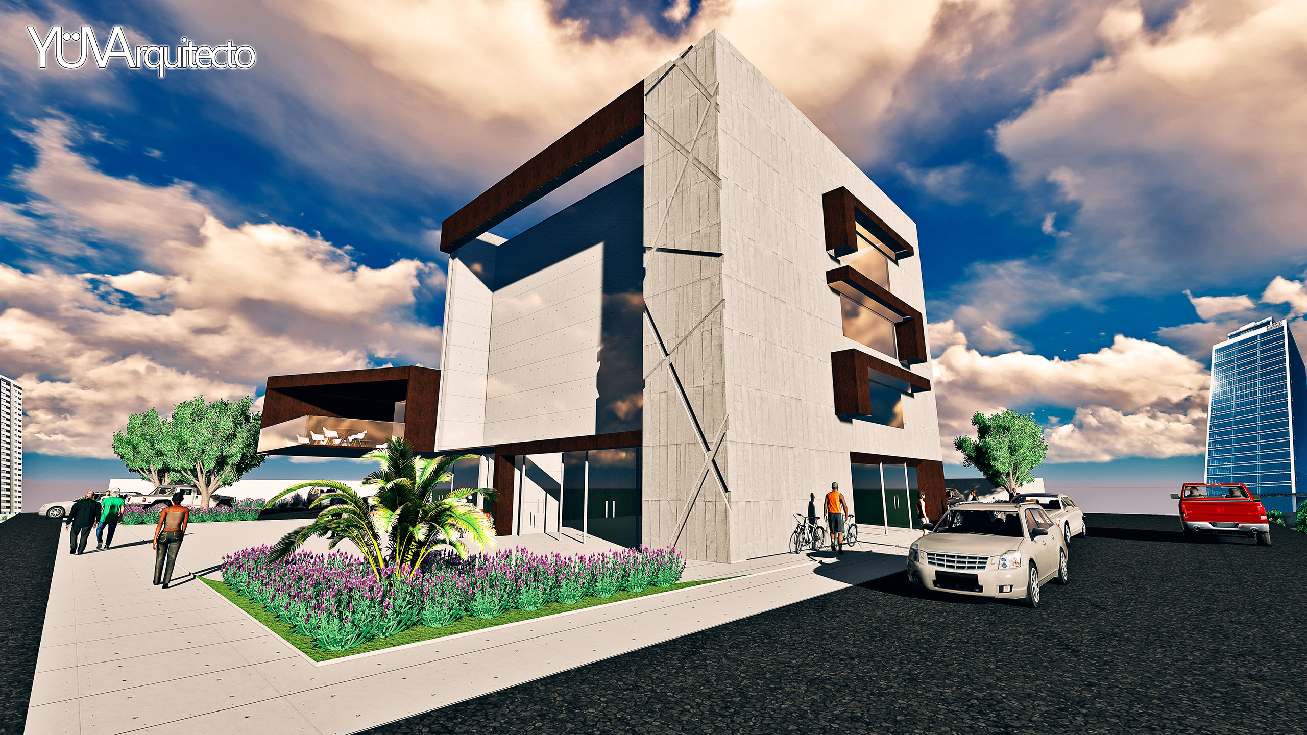 Proyecto: Edificio de usos mixtos.  Renderizado realizado a la Arq. Zulema Alvarado Gomez. Render: Lumion 6