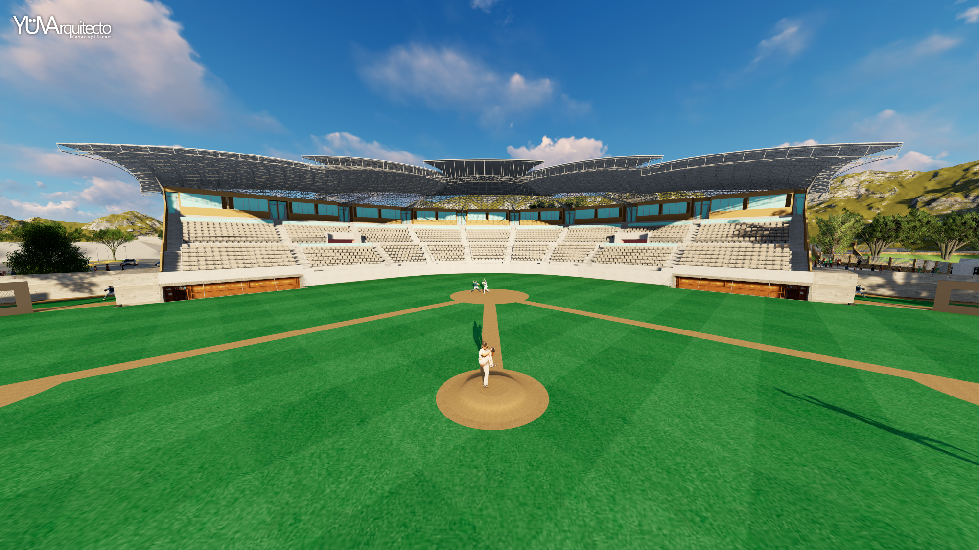 Proyecto: Estadio Baseball Indios de Tecate. Arq. Yuvanny Carrazco Álvarez.(2018)  Render Lumion 6, Arquitectos tijuana. 